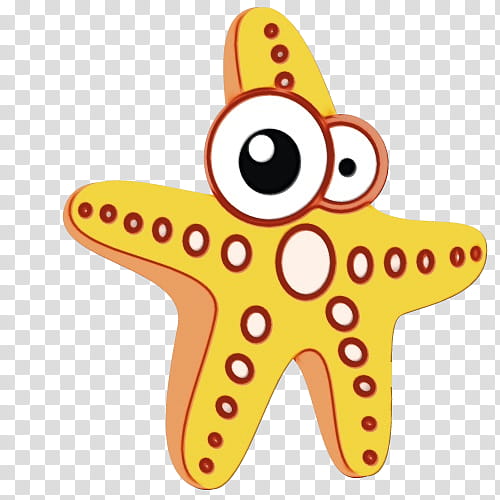 Watercolor Animal, Paint, Wet Ink, Starfish, Line, Meter, Yellow, Orange transparent background PNG clipart