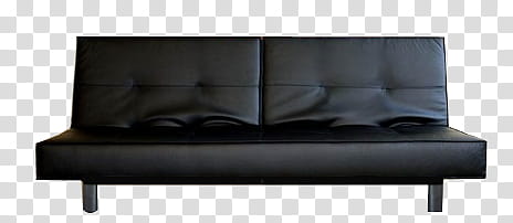 Sofa, black leather futon transparent background PNG clipart