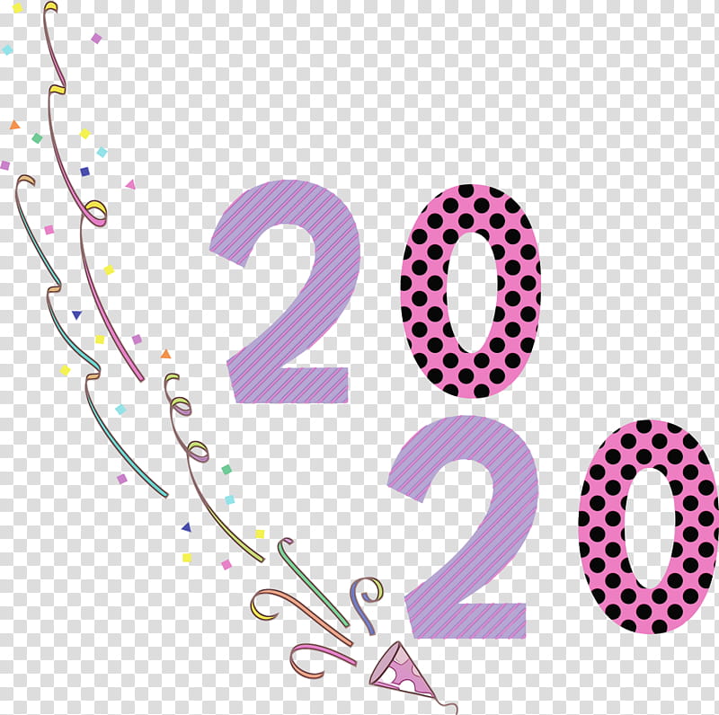text violet pattern font purple, Happy New Year 2020, Watercolor, Paint, Wet Ink, Line, Circle transparent background PNG clipart