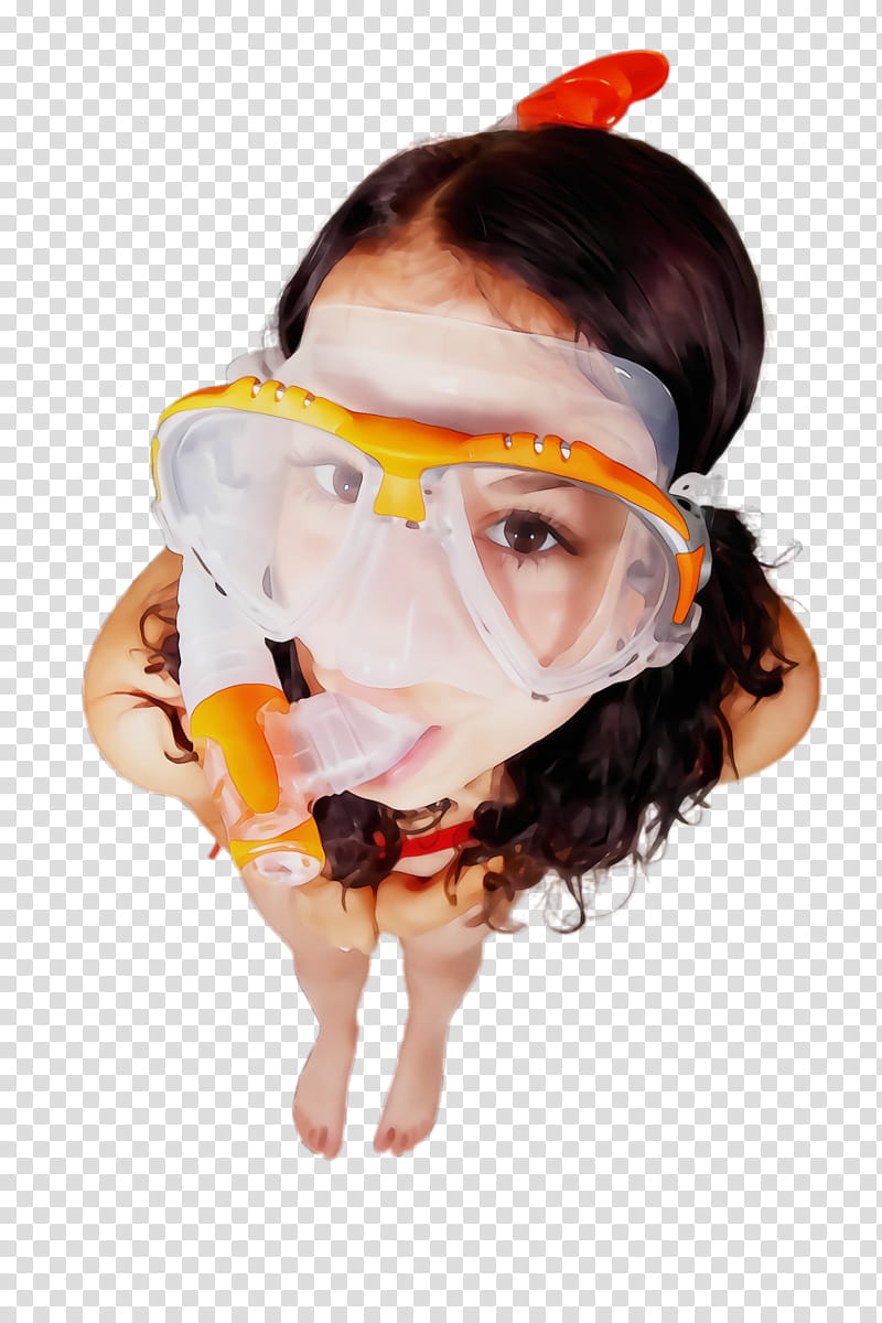 Woman Face, Watercolor, Paint, Wet Ink, Diving Mask, Goggles, Underwater Diving, transparent background PNG clipart