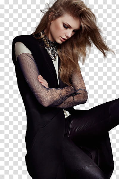 primer de resources, Taylor Swift wearing black vest and black leather pants transparent background PNG clipart