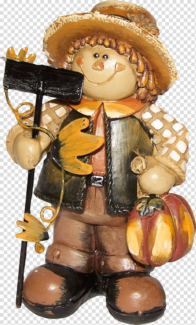 Autumn, man holding pumpkin and shovel home decor transparent background PNG clipart