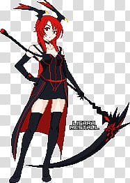 Lisara Restall Transform, drawing of an anime character with a black scythe transparent background PNG clipart