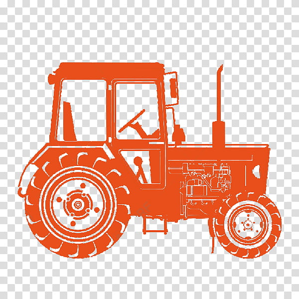 Orange, Agriculture, Tractor, Farm, Machine, Field, Vehicle, Line transparent background PNG clipart