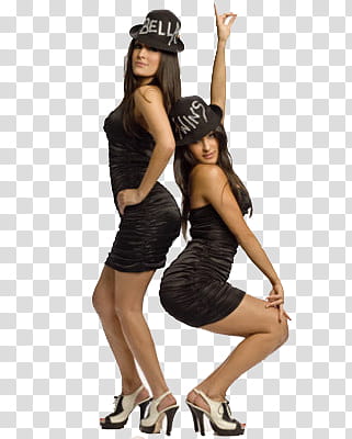 The Bella Twins  , two woman wearing black mini dresses transparent background PNG clipart