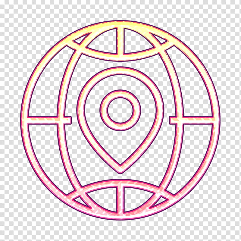 Globe icon Navigation icon, Circle, Pink, Line, Symbol, Symmetry, Magenta, Line Art transparent background PNG clipart