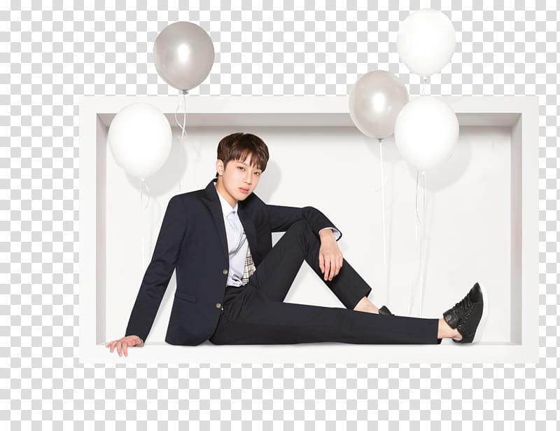 WANNA ONE X Ivy Club P, sitting man inside rectangular frame transparent background PNG clipart