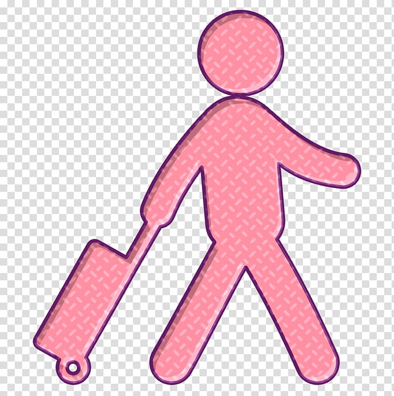 Humans icon people icon Travel icon, Traveler With A Suitcase Icon, Pink transparent background PNG clipart