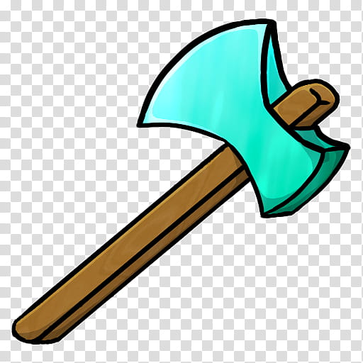 MineCraft Icon  , Diamond Axe, green and brown axe illustration transparent background PNG clipart