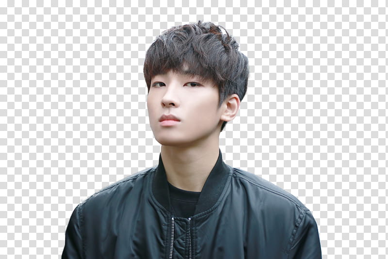 Wonwoo Render , man wearing black leather top transparent background PNG clipart