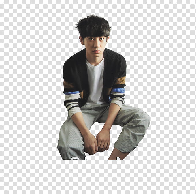 EXO Chanyeol Renders VIVI Magazine , man wearing black long-sleeved cardigan transparent background PNG clipart
