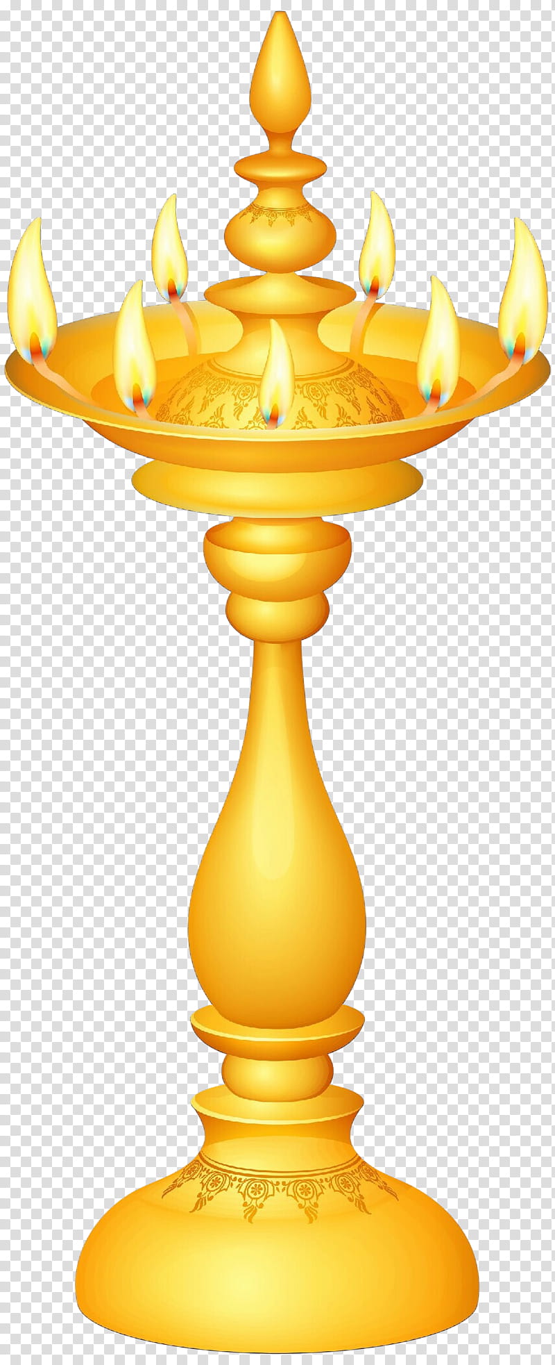 yellow candle holder oil lamp light fixture, Cartoon, Tableware transparent background PNG clipart