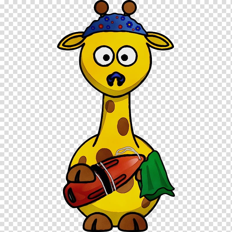 giraffe giraffidae yellow, Watercolor, Paint, Wet Ink, Cartoon, Smile, Happy, Fictional Character transparent background PNG clipart