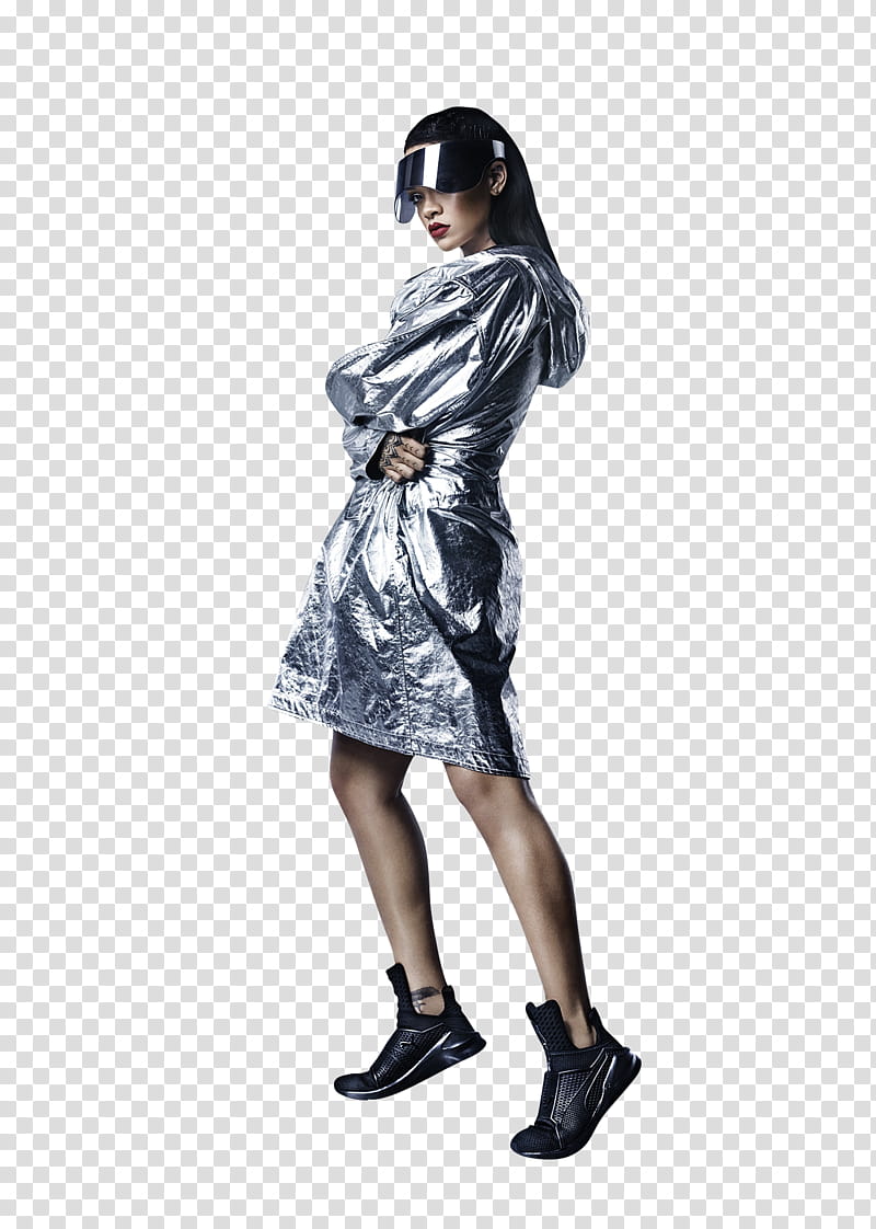 Rihanna, woman staring at camera while wearing black sunglasses transparent background PNG clipart