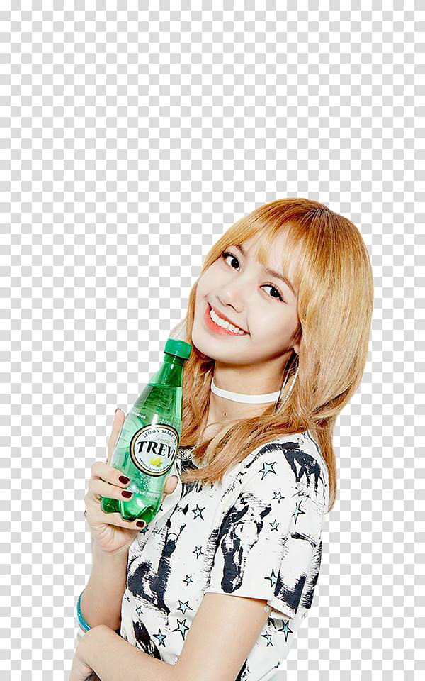 BLACKPINK, woman holding green plastic bottle transparent background PNG clipart