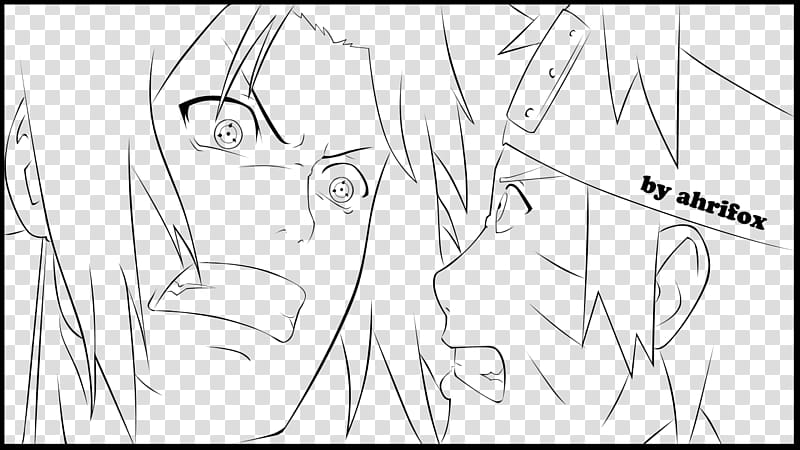 Sasuke vs naruto naruto shippuden line art transparent background PNG clipart