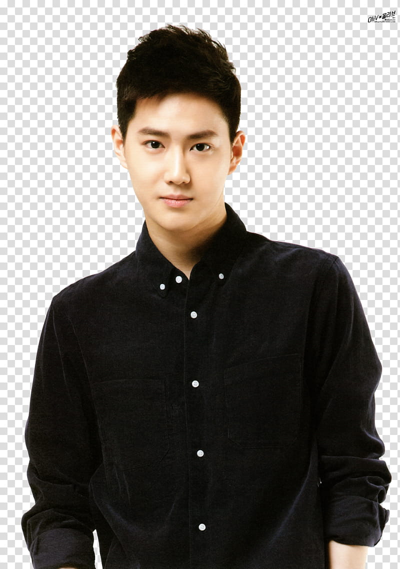 RENDER EXO for SMTOWN Week set, man wearing black dress shirt transparent background PNG clipart