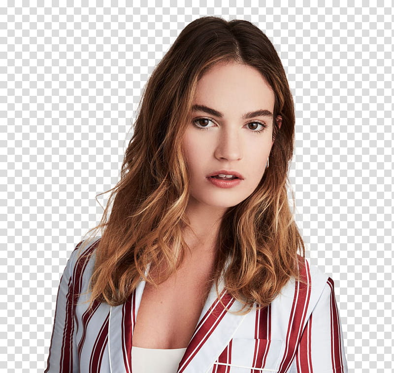 Lily James, woman in collared top transparent background PNG clipart