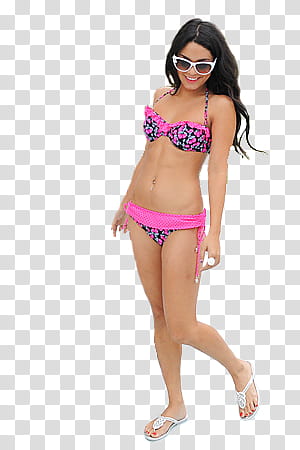 Vanessa Hudgens in bikini, woman wearing pink swimsuit transparent background PNG clipart