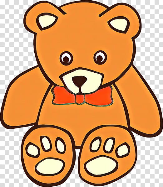 Teddy bear, Cartoon, Orange, Head, Yellow, Snout, Line, Animal Figure transparent background PNG clipart