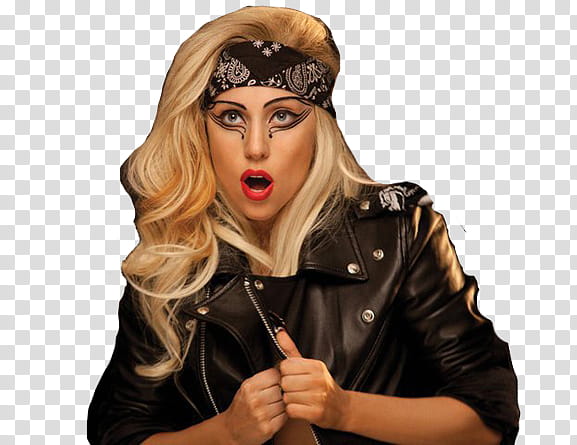 Lady Gaga Judas, Lady Gaga wearing black leather jacket transparent background PNG clipart