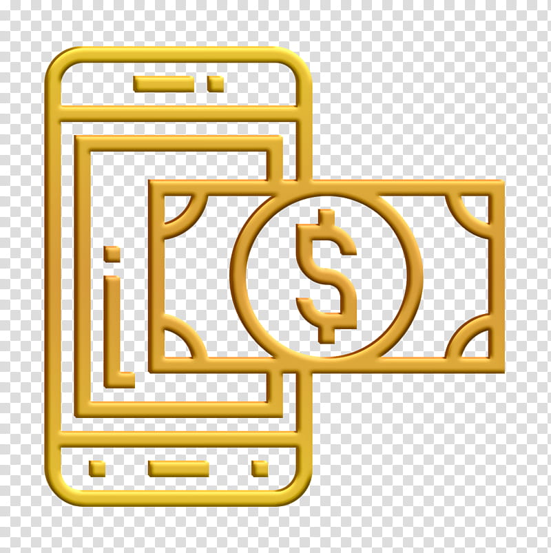 Mobile payment icon Digital Banking icon Money icon, Yellow, Line, Symbol transparent background PNG clipart