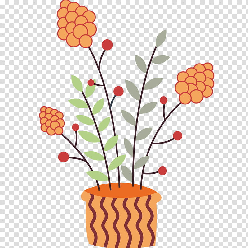 Flower Stem, Flowerpot, Penjing, Plants, Animation, Orange, Plant Stem transparent background PNG clipart