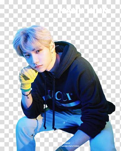 Lee Felix wearing black Gucci pullover hoodie sitting transparent background PNG clipart