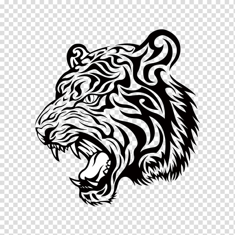 Lion Drawing, Tiger, Line Art, Logo, Cartoon, White, Black, Black And White transparent background PNG clipart