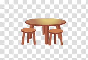 movables, round brown table and two stools illustration transparent background PNG clipart