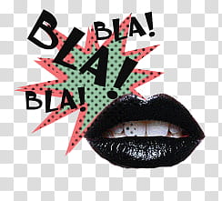 Many, black lips with Bla Bla Bla text overlay transparent background PNG clipart