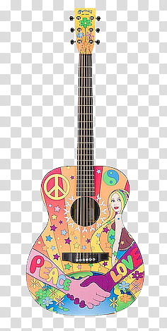 , black and multicolored acoustic guitar transparent background PNG clipart