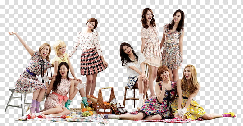 SNSD render, group of girls transparent background PNG clipart