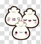 three animated dumplings transparent background PNG clipart