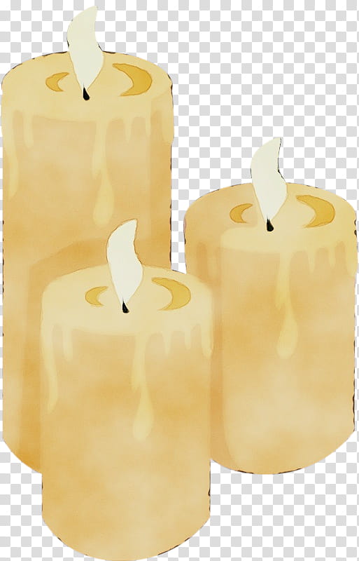 candle lighting wax flameless candle yellow, Watercolor, Paint, Wet Ink, Candle Holder, Cylinder, Interior Design, Beige transparent background PNG clipart