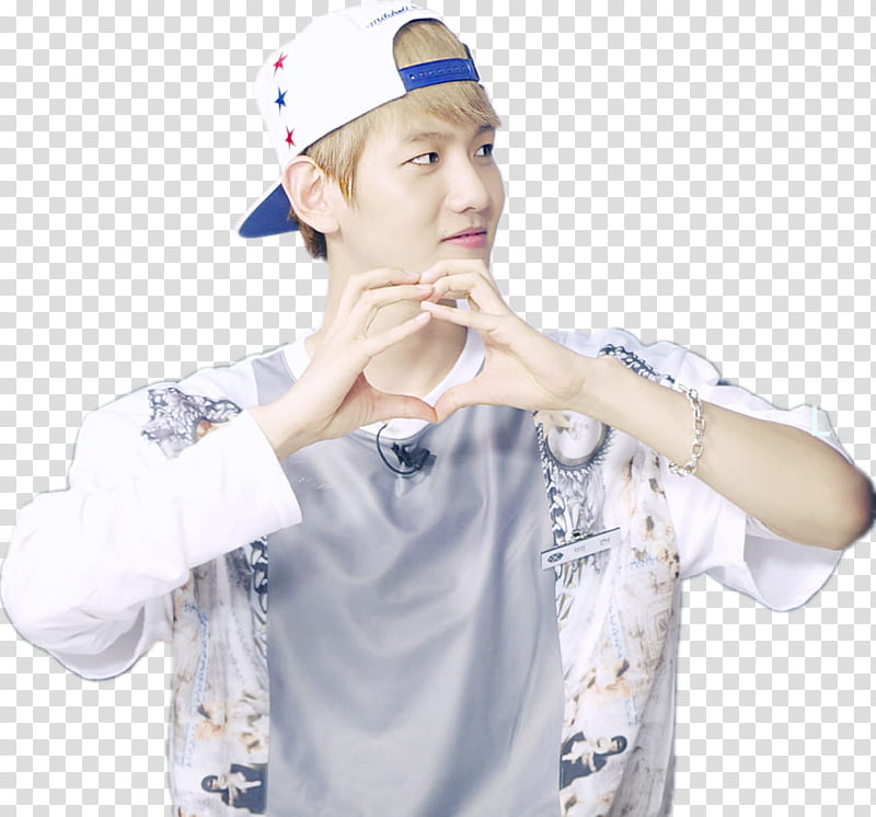 EXO Baekhyun, Exo-K Byun Baekhyun wearing gray and white shirt transparent background PNG clipart