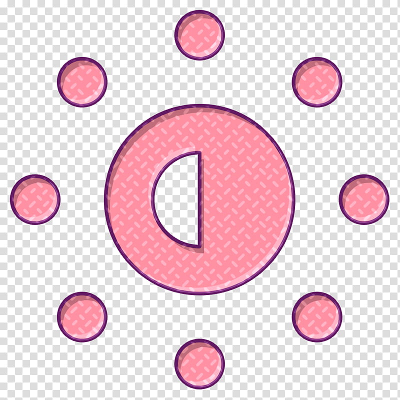 brightness icon half icon, Pink, Circle, Line, Polka Dot transparent background PNG clipart