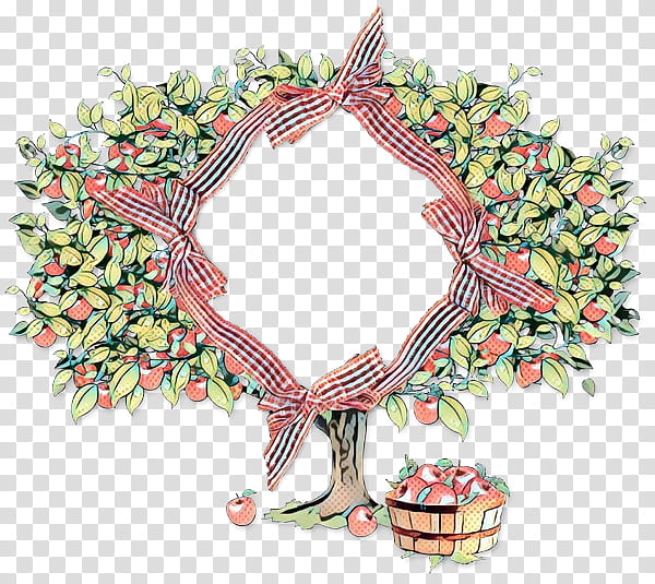 Christmas Wreath Drawing, Pop Art, Retro, Vintage, Cartoon, Tree, Barrel, Apple transparent background PNG clipart