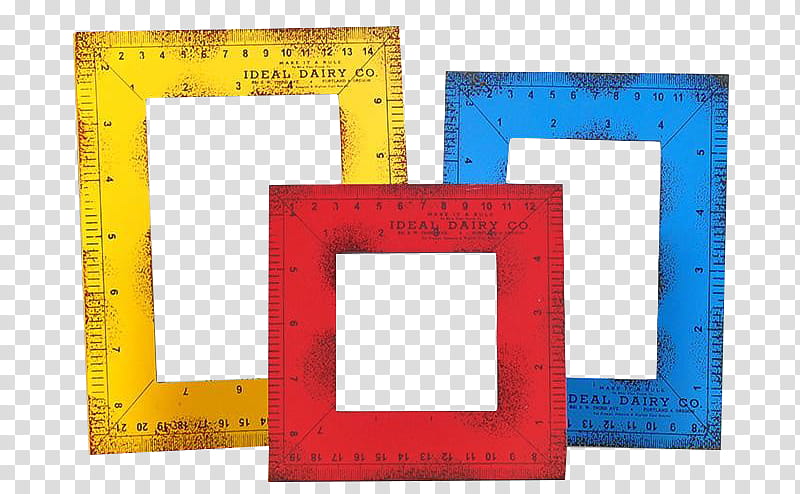 , three assorted-color measuring tool equipments transparent background PNG clipart