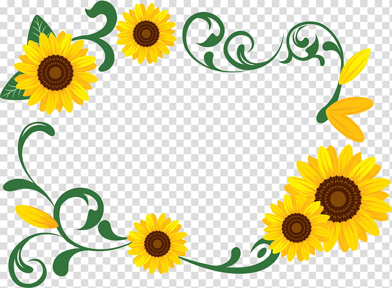 Sunflower Rectangular frame Rectangular frame floral frame, Yellow, Plant, Frame transparent background PNG clipart