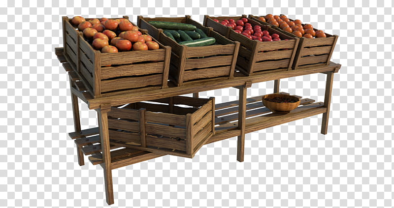 Market Stall , four brown wooden crates transparent background PNG