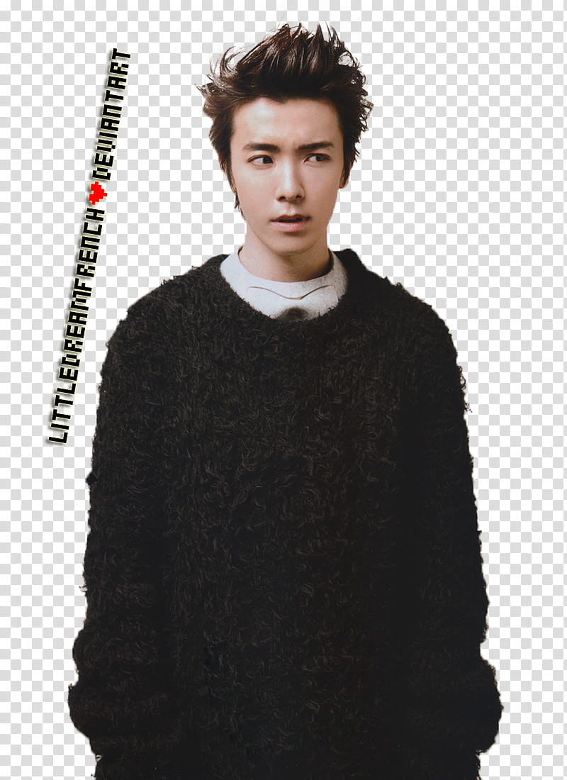 Siwon and Donghae Renders, Super Junior Donghae wearing black sweater transparent background PNG clipart