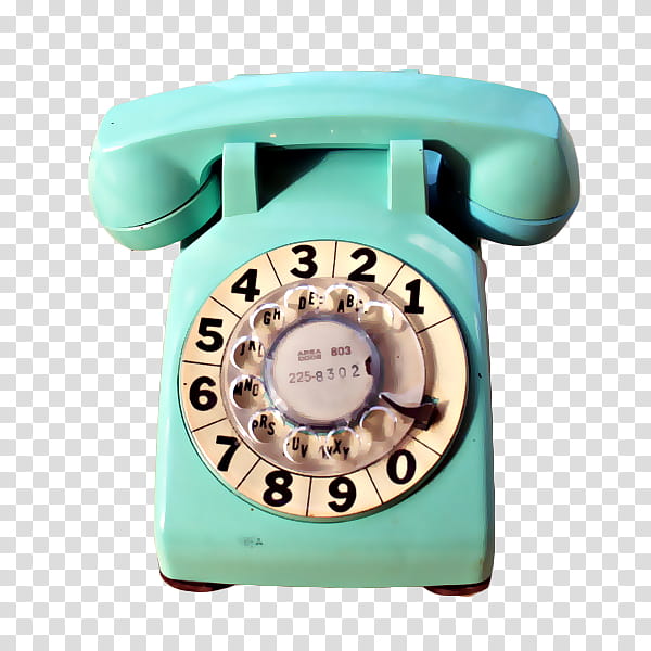 Vintage s, teal and white rotary telephone transparent background PNG clipart
