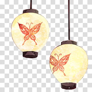 Watchers, two butterfly printed lantern chandeliers transparent background PNG clipart