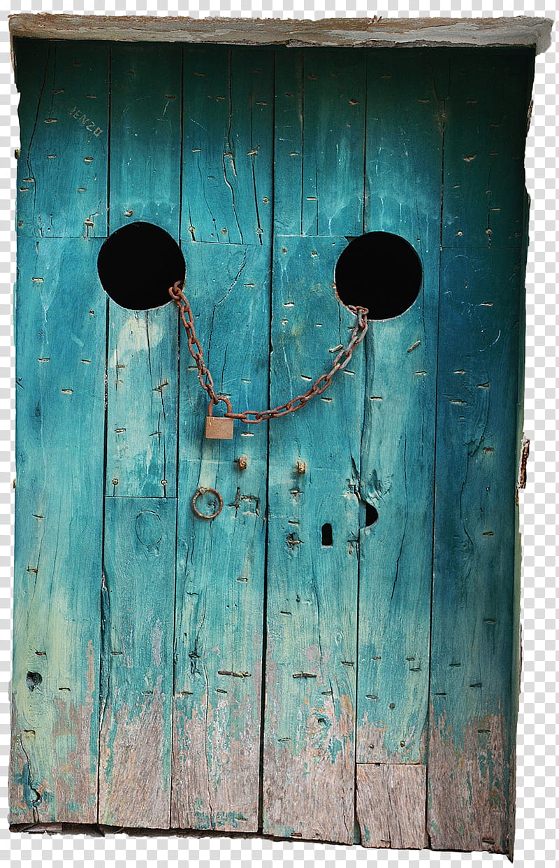 Secret Santa Gift Doors, gray chain lock on blue wooden door transparent background PNG clipart