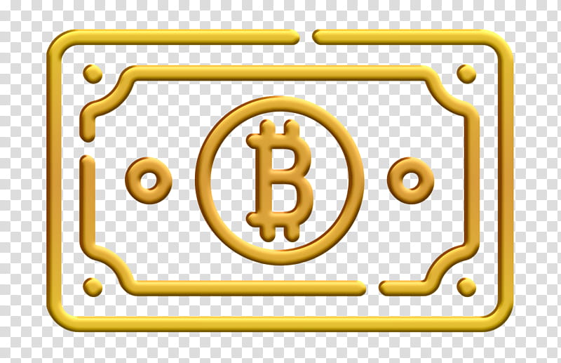 Bitcoin icon Bill icon, Yellow, Line, Sign, Rectangle, Symbol, Square transparent background PNG clipart