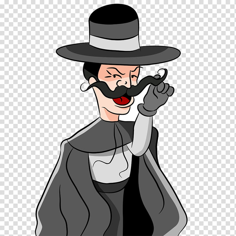 Moustache, Villain, Cartoon, Character, Headgear, Male, Gentleman, Hat transparent background PNG clipart