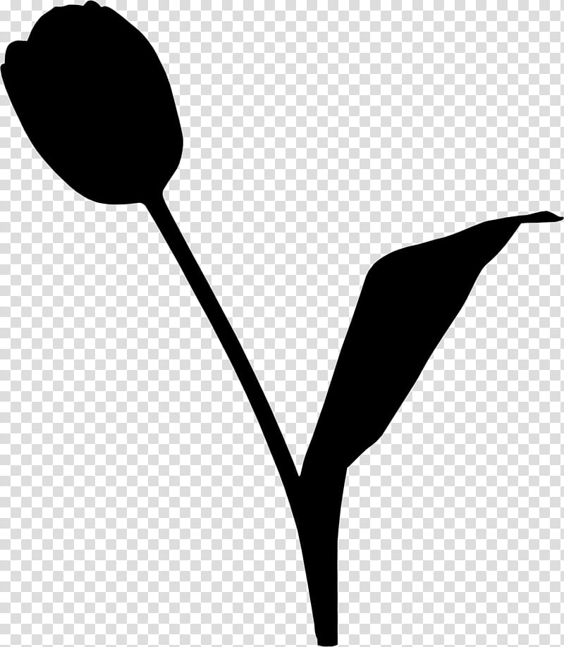 Tulip Flower, Leaf, Plant Stem, Line, Silhouette, Computer, Plants, Black M transparent background PNG clipart