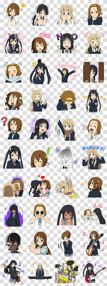 K ON Line Stickers Cereal Kawaii transparent background PNG clipart