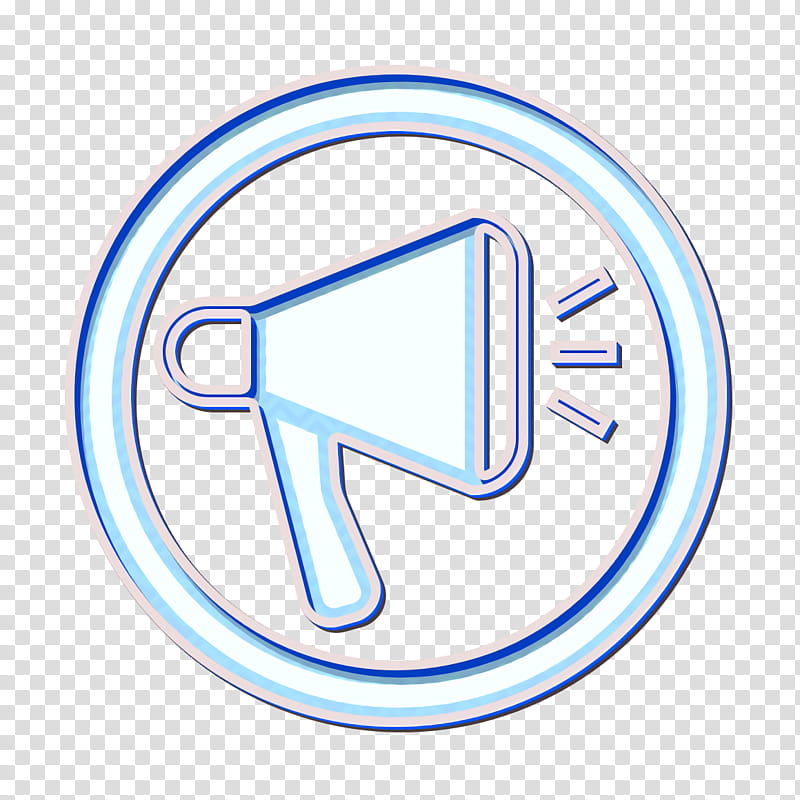 Megaphone icon Advertising icon Shout icon, Text, Logo, Electric Blue, Symbol, Signage transparent background PNG clipart